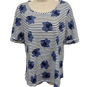 Company Ellen Tracy Cuffed Short Sleeve Scoop Neck Tee Sz L